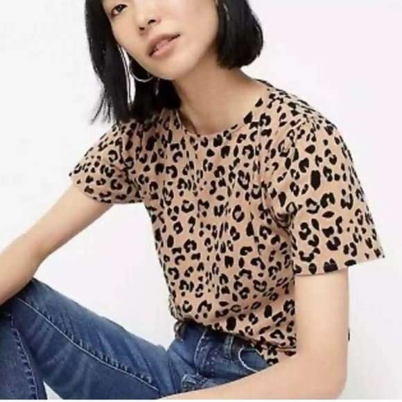 J. Crew Tops - J. CREW Puff Sleeve Top in Leopard XL Short Sleeve